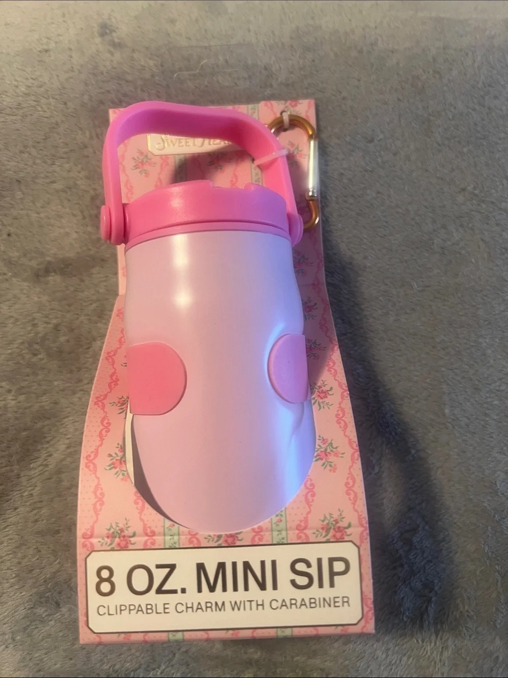 Pink 8 oz. Mini Sip Charm with Carabiner - Travel-Friendly Bath & Body Accessory